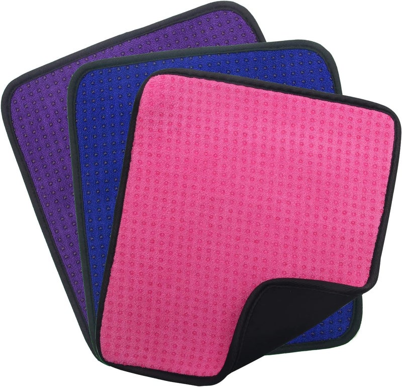 Anglekai 3 Pack Bowling Ball Towels, 10" x 8" Microfiber Bowling Shammy Accessories with Easy-Grip Dots Non-Slip (Blue+Purple+Pink) - Image 1